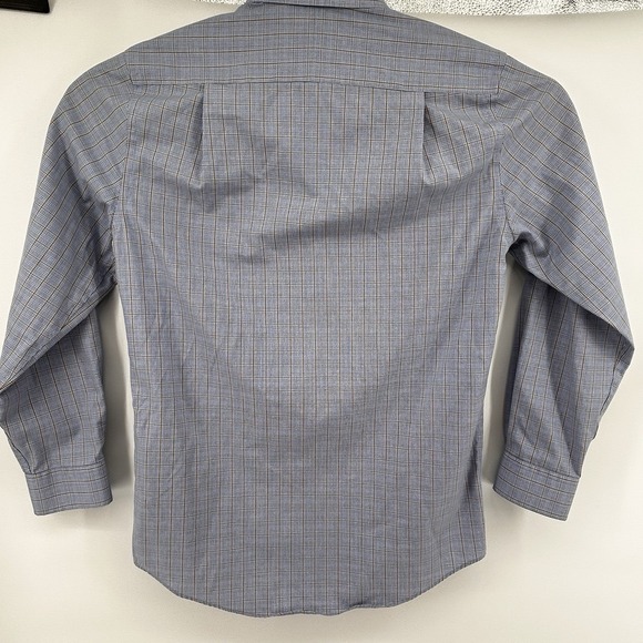 Jos A Banks Tailored Fit Blue Plaid Mens (15) Small Long Sleeve Button Up Shirt - Picture 3 of 8